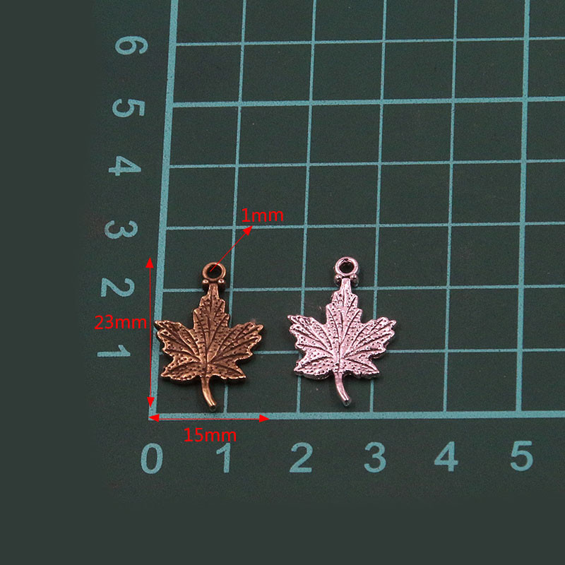 20 ks 15*23 mm starožitné 3-farebné zliatinové duté mini prívesky s listami stromov, vhodné pre DIY šperky s príveskom, rastlinou, náhrdelníkom a náramkom