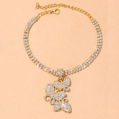 Stonefans Módny kamienkový retiazkový motýľový náramok na členok pre ženy Nepravidelný motýľový prívesok na členok na nohu retiazkové šperky