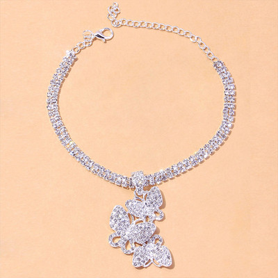 Stonefans Módny kamienkový retiazkový motýľový náramok na členok pre ženy Nepravidelný motýľový prívesok na členok na nohu retiazkové šperky