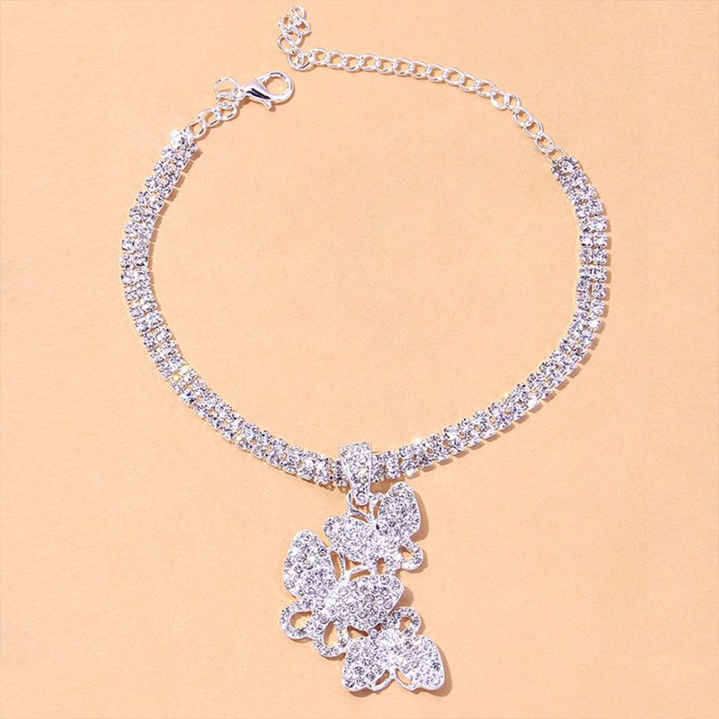 Stonefans Módny kamienkový retiazkový motýľový náramok na členok pre ženy Nepravidelný motýľový prívesok na členok na nohu retiazkové šperky