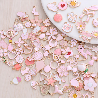 50 ks/sada farebných smaltovaných dievčenských dizajnérskych príveskov pre dámsky náramok, DIY šperky, príslušenstvo na výrobu príveskov, náhrdelníkov a náušníc