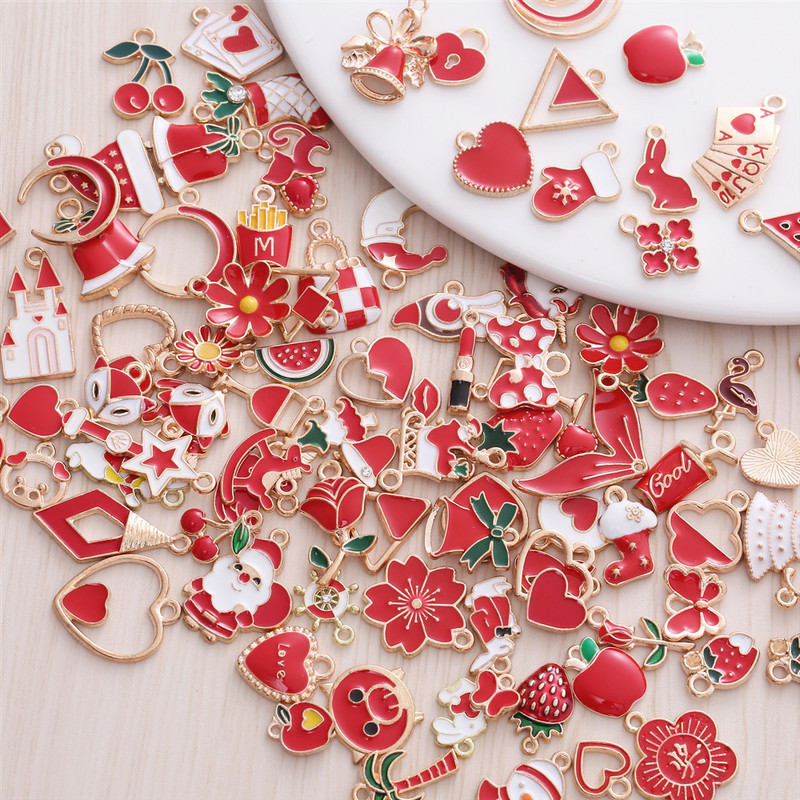 50 ks/sada farebných smaltovaných dievčenských dizajnérskych príveskov pre dámsky náramok, DIY šperky, príslušenstvo na výrobu príveskov, náhrdelníkov a náušníc