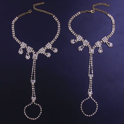 Stonefans 2 bucăți gleznele de mireasă cu strasuri pentru femei, vânzări cu ridicata, boeme, pentru plajă, pentru degete, sandale desculțe, lanț pentru picioare