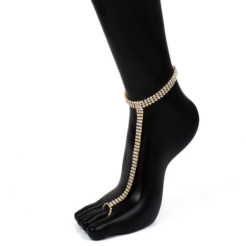 Stonefans Bridal Crystal Lanț de gleznă Bijuterii pentru picioare pentru femei Charm Strass Lanț de picior cu mai multe straturi Plajă gleznă deget de la picioare Crăciun