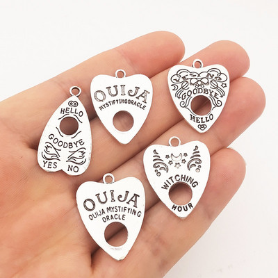5Pcs Ouija witching Heart Pendant Charm Тибетски сребърен медальон за изработка на бижута Направи си сам бижута Находки дизайнерски Chrams