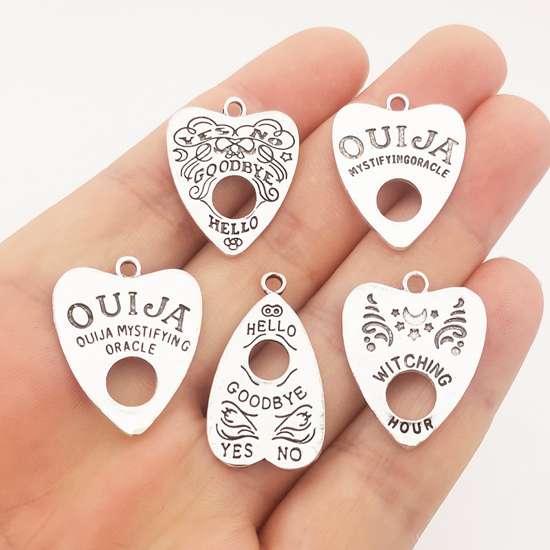 5vnt Ouija witching Heart Pakabukas Tibeto sidabrinis pakabukas papuošalams gaminti pasidaryk pats papuošalų radiniai Designer Chrams