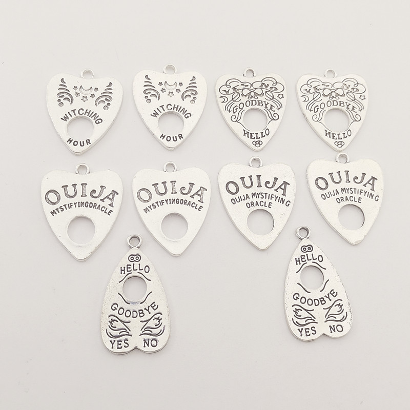 5vnt Ouija witching Heart Pakabukas Tibeto sidabrinis pakabukas papuošalams gaminti pasidaryk pats papuošalų radiniai Designer Chrams