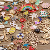 Náhodné 20 ks, mix veľkostí 10-200, štýl zliatinových kovových kvapiek, olejových príveskov KC zlatej farby, prívesok pre DIY náramok, náhrdelník, výrobu šperkov