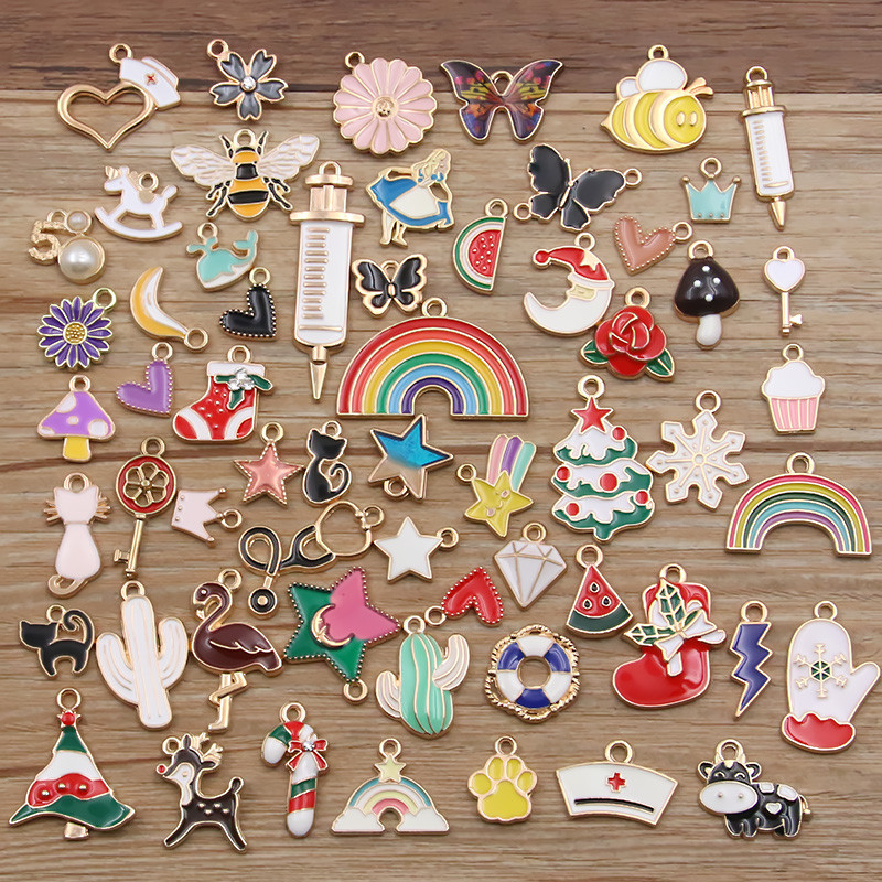 Náhodné 20 ks, mix veľkostí 10-200, štýl zliatinových kovových kvapiek, olejových príveskov KC zlatej farby, prívesok pre DIY náramok, náhrdelník, výrobu šperkov