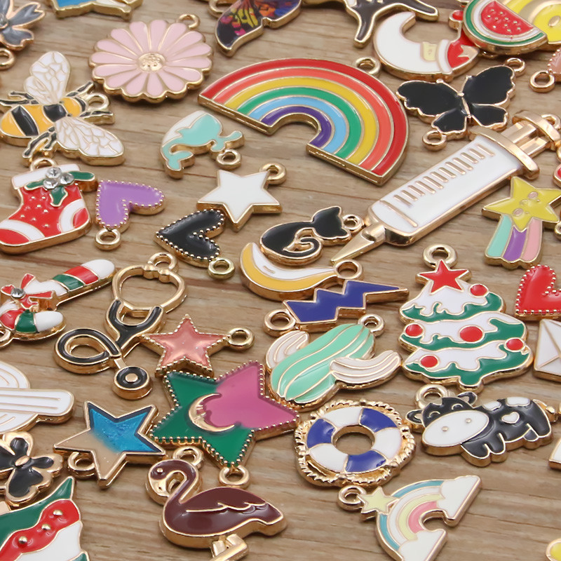 Náhodné 20 ks, mix veľkostí 10-200, štýl zliatinových kovových kvapiek, olejových príveskov KC zlatej farby, prívesok pre DIY náramok, náhrdelník, výrobu šperkov