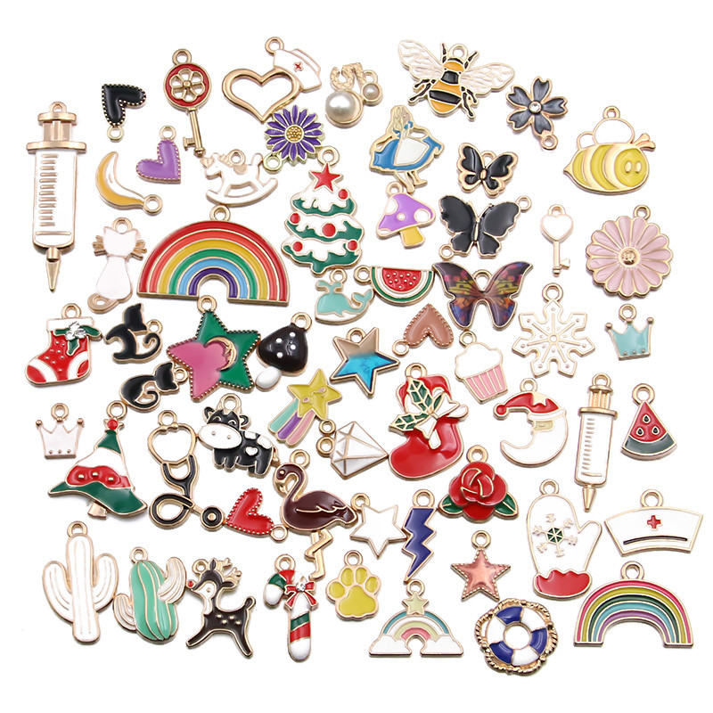 Náhodné 20 ks, mix veľkostí 10-200, štýl zliatinových kovových kvapiek, olejových príveskov KC zlatej farby, prívesok pre DIY náramok, náhrdelník, výrobu šperkov