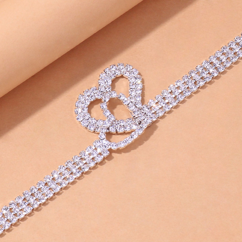 Stonefans, lanț clasic cu strasuri, gleznă cu inimă dublă, pentru femei, cu lanț boem cu mai multe straturi, sandale, bijuterii pentru picioare