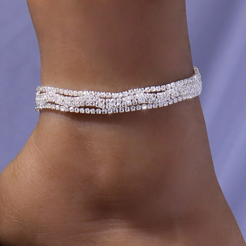 Stonefans Fashion Beach Bling Full Rhinestone gleznă Vânzare cu ridicata Drop Shipping Barefoot Wave gleznă brățară pe lanț pentru picior