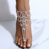 Stonefans, strasuri de lux, cu mai multe straturi, inel pentru gleznă, brățări, plajă, femei, lanț neregulat pentru picioare, sandale, accesorii de bijuterii