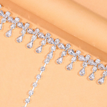 Stonefans Shiny Rhinestone Beach Finger Anklet Toe Chain for Women Water Drop Crystal Anklet Barefoot Sandals Glezen гривна
