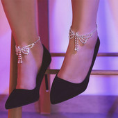 Stonefans Boho motýľový náramok s mašľou a kamienkami na členok, retiazka na vysoký podpätok, tenisová retiazka na nohy, plážové svadobné šperky pre ženy