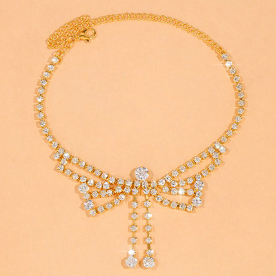 Stonefans Boho motýľový náramok s mašľou a kamienkami na členok, retiazka na vysoký podpätok, tenisová retiazka na nohy, plážové svadobné šperky pre ženy