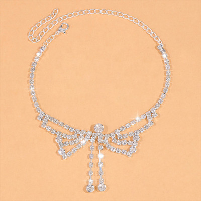 Stonefans Boho motýľový náramok s mašľou a kamienkami na členok, retiazka na vysoký podpätok, tenisová retiazka na nohy, plážové svadobné šperky pre ženy