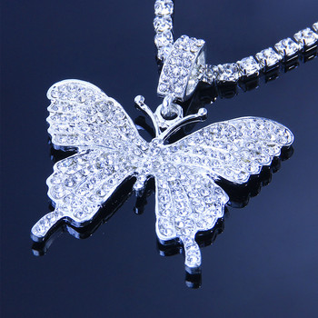 Stonefans Shiny Rhinestone Big Butterfly Pendant Anklet на едро за жени Луксозни бижута Двуслойна анкета Butterfly Chain