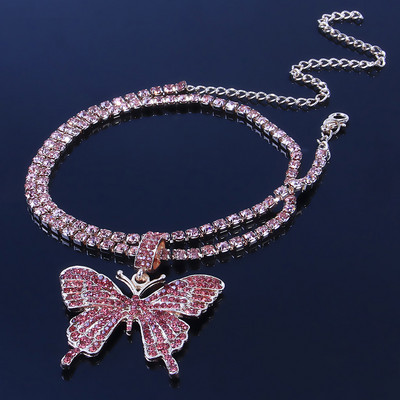 Stonefans lesklý kamienkový veľký motýľ prívesok na členok veľkoobchod pre ženy luxusné šperky dvojvrstvové motýľ retiazka na členok
