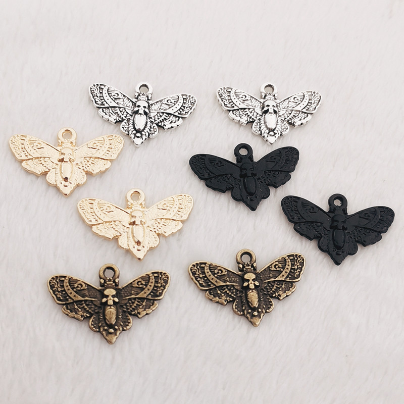 JINDINSP 20 ks 20*13 mm nové doplnky zvieracie motýle lebka motýle prívesky na výrobu šperkov DIY šperky nálezy