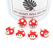10 τμχ/συσκευασία Αστείο παιχνίδι Cartoon Mushroom Resin Charms Χαριτωμένα Flatback Μικρά μενταγιόν για σκουλαρίκι Βραχιόλι Μπρελόκ Κοσμήματα Κάντε DIY