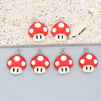 10 τμχ/συσκευασία Αστείο παιχνίδι Cartoon Mushroom Resin Charms Χαριτωμένα Flatback Μικρά μενταγιόν για σκουλαρίκι Βραχιόλι Μπρελόκ Κοσμήματα Κάντε DIY