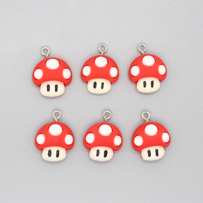 10gab/iepakojumā Smieklīga spēle multfilma Sēņu sveķu piekariņi Cute Flatback Mazie Kuloni Auskariem Rokassprādze Atslēgu piekariņi Rotaslietas Padarīt DIY