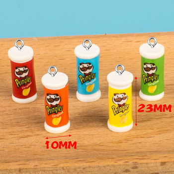 Mix 10cps/pack 3D Mini Potato Chip Bucket Resin Cute Charms Funny Food Earring βραχιόλι Μπρελόκ Κρεμαστό κόσμημα κινουμένων σχεδίων