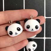 10db/csomag Kawaii Panda fejgyanta rajzfilm bűbájok Lovely kisállat fülbevaló karkötő medálok kiegészítő barkács ékszer D203