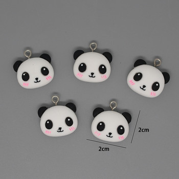 10 τμχ/συσκευασία Kawaii Panda Head Resin Cartoon Charms Lovely Small Animal Earring βραχιόλι Μενταγιόν Αξεσουάρ DIY Jewelry D203