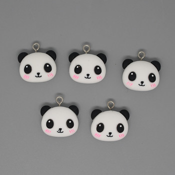 10 τμχ/συσκευασία Kawaii Panda Head Resin Cartoon Charms Lovely Small Animal Earring βραχιόλι Μενταγιόν Αξεσουάρ DIY Jewelry D203