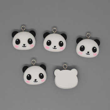 10 τμχ/συσκευασία Kawaii Panda Head Resin Cartoon Charms Lovely Small Animal Earring βραχιόλι Μενταγιόν Αξεσουάρ DIY Jewelry D203