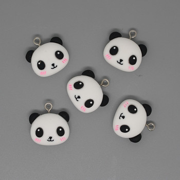 10 τμχ/συσκευασία Kawaii Panda Head Resin Cartoon Charms Lovely Small Animal Earring βραχιόλι Μενταγιόν Αξεσουάρ DIY Jewelry D203