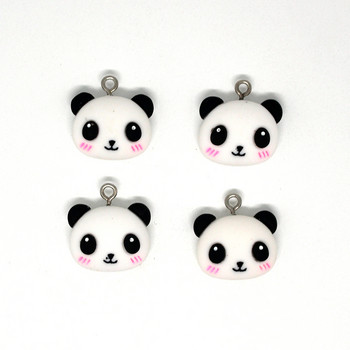 10 τμχ/συσκευασία Kawaii Panda Head Resin Cartoon Charms Lovely Small Animal Earring βραχιόλι Μενταγιόν Αξεσουάρ DIY Jewelry D203