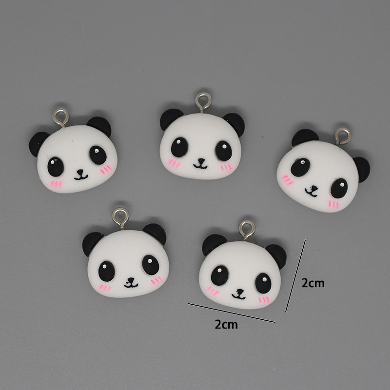 10db/csomag Kawaii Panda fejgyanta rajzfilm bűbájok Lovely kisállat fülbevaló karkötő medálok kiegészítő barkács ékszer D203