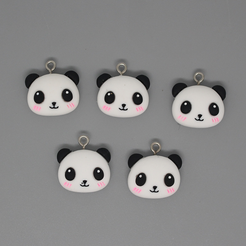 10db/csomag Kawaii Panda fejgyanta rajzfilm bűbájok Lovely kisállat fülbevaló karkötő medálok kiegészítő barkács ékszer D203