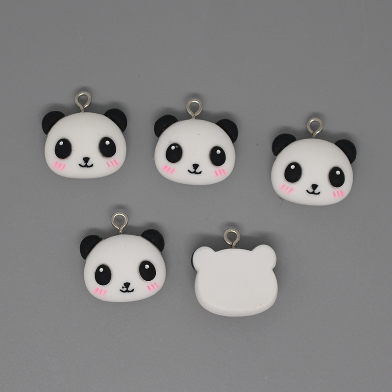 10db/csomag Kawaii Panda fejgyanta rajzfilm bűbájok Lovely kisállat fülbevaló karkötő medálok kiegészítő barkács ékszer D203