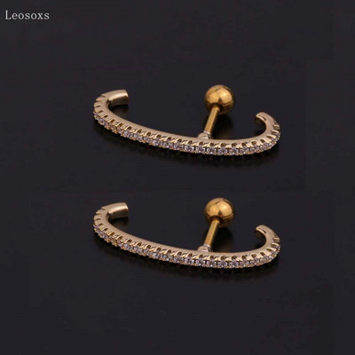 Leosoxs 2 ks módnych a jednoduchých diamantmi posiatych dlhých závitových klincov do uší v tvare C