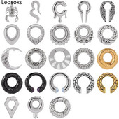 Piercing do ucha Leosoxs 1 pár z nehrdzavejúcej ocele, záťažové expandéry, veľké náušnice v tvare hada, piercing do ucha v tvare C, nové