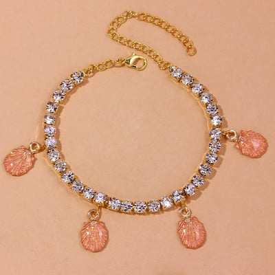 Stonefans Punk Fashion Pandantiv Shell gleznele en-gros pentru femei de vară strasuri de tenis lant bratara pentru picioare bijuterii de plaja