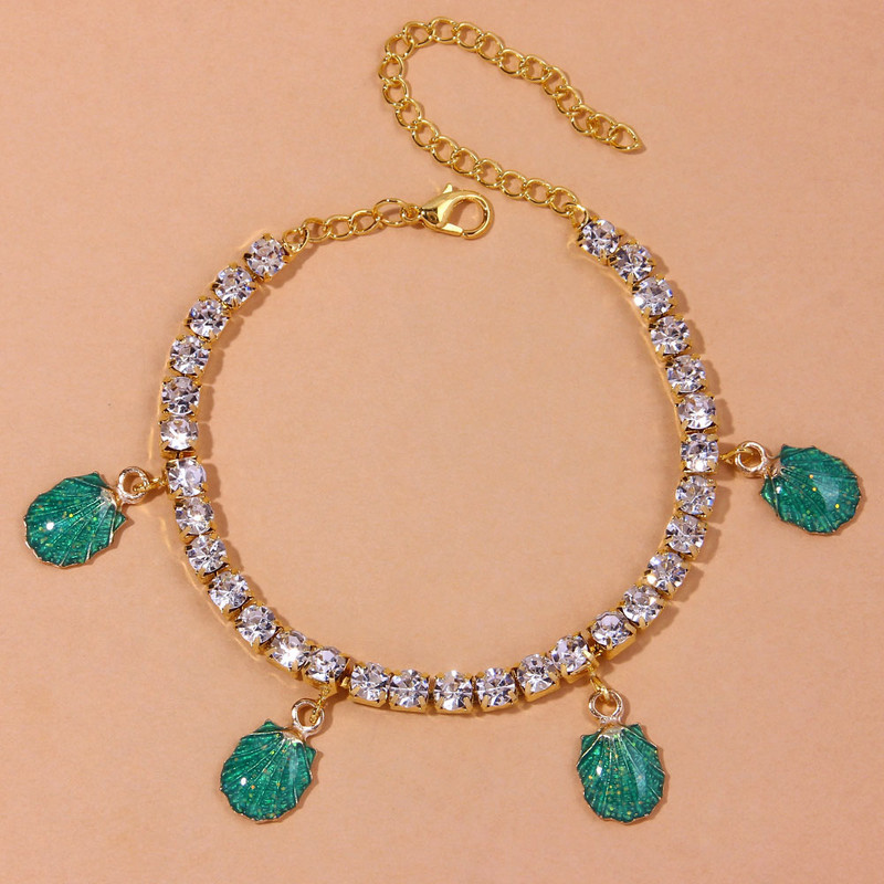 Stonefans Punk Fashion Pandantiv Shell gleznele en-gros pentru femei de vară strasuri de tenis lant bratara pentru picioare bijuterii de plaja