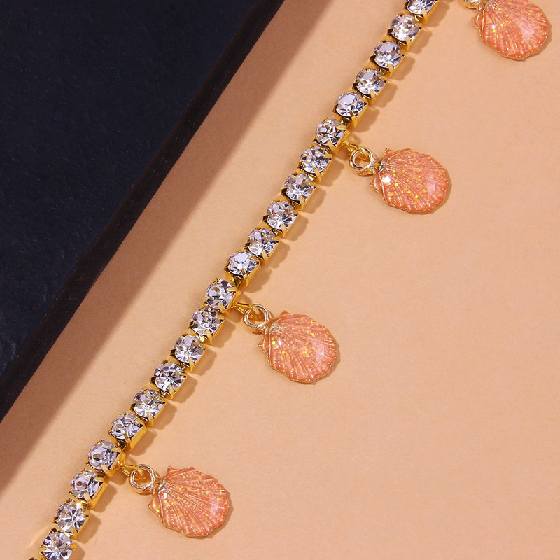 Stonefans Punk Fashion Pandantiv Shell gleznele en-gros pentru femei de vară strasuri de tenis lant bratara pentru picioare bijuterii de plaja