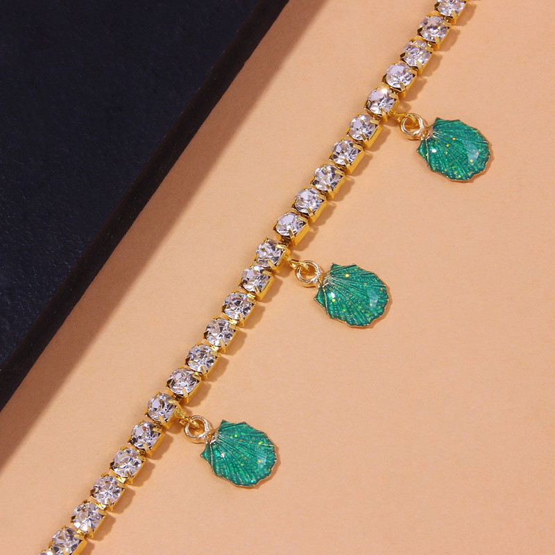 Stonefans Punk Fashion Pandantiv Shell gleznele en-gros pentru femei de vară strasuri de tenis lant bratara pentru picioare bijuterii de plaja