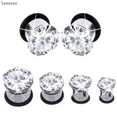 Leosoxs 2 buc Clasic din oțel inoxidabil Zircon Single La Eight Expander Tip gol cu urechi Expander