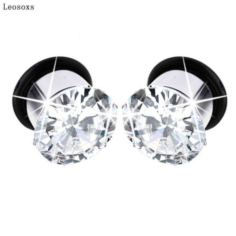 Leosoxs 2 buc Clasic din oțel inoxidabil Zircon Single La Eight Expander Tip gol cu urechi Expander