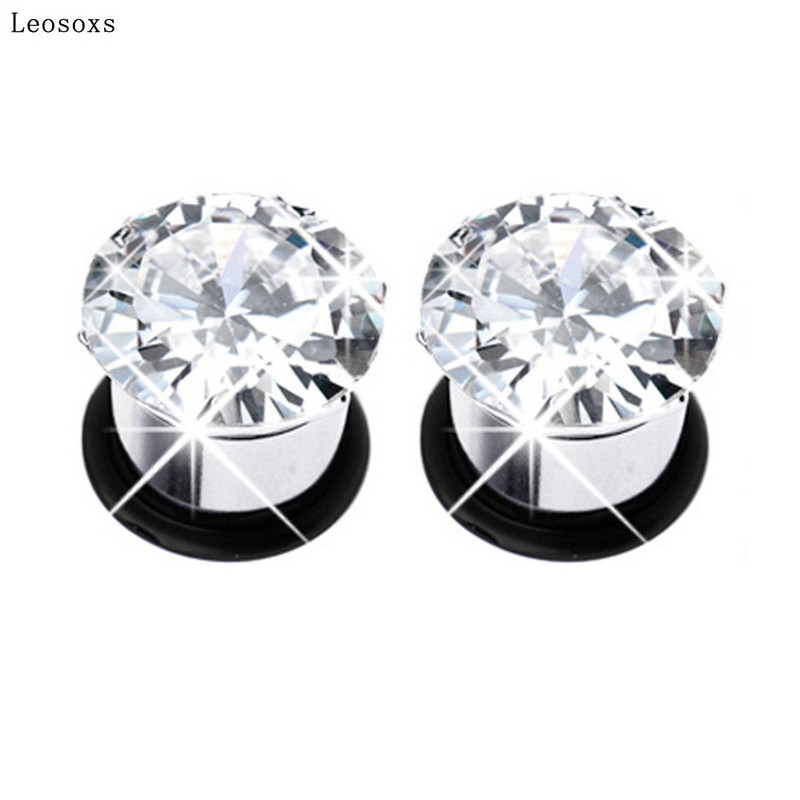 Leosoxs 2 buc Clasic din oțel inoxidabil Zircon Single La Eight Expander Tip gol cu urechi Expander