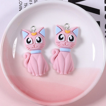 10 τμχ/συσκευασία Anime Moon Cat Resin Earring Charms DIY Cute Animal Flatback Beads Fit Κλιμάκι με μπρελόκ Κολιέ Μενταγιόν Κατασκευή κοσμημάτων