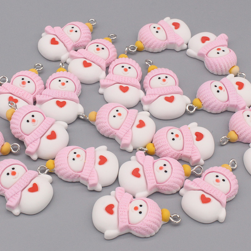 10 buc/pachet eșarfă de Crăciun Omul de zăpadă Breloc pentru cercei din rășină pandantiv drăguț cu spate plat pentru brățară breloc Fabricare de bijuterii DIY