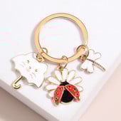 Breloc email cu desene animate Umbrelă de pisică Libelulă Floare Buburuză Breloc Animal Breloc pentru femei Fete Bijuterii lucrate manual Cadouri